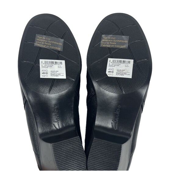 Clarks Emily Cove Black Leather Slip on Wedge heel Womens SZ 9.5 Casual Comfort - Picture 12 of 14